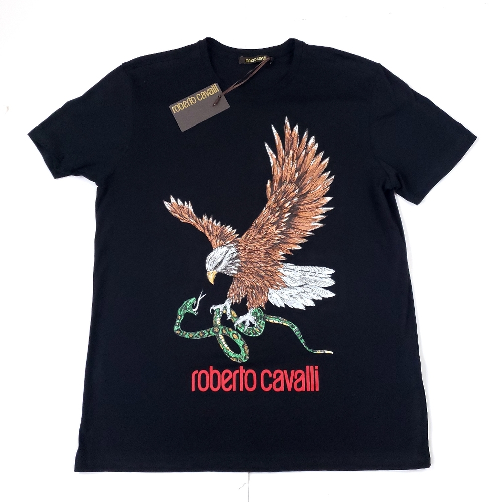 Roberto Cavalli Eagle and Snake Black Tshirt NWT